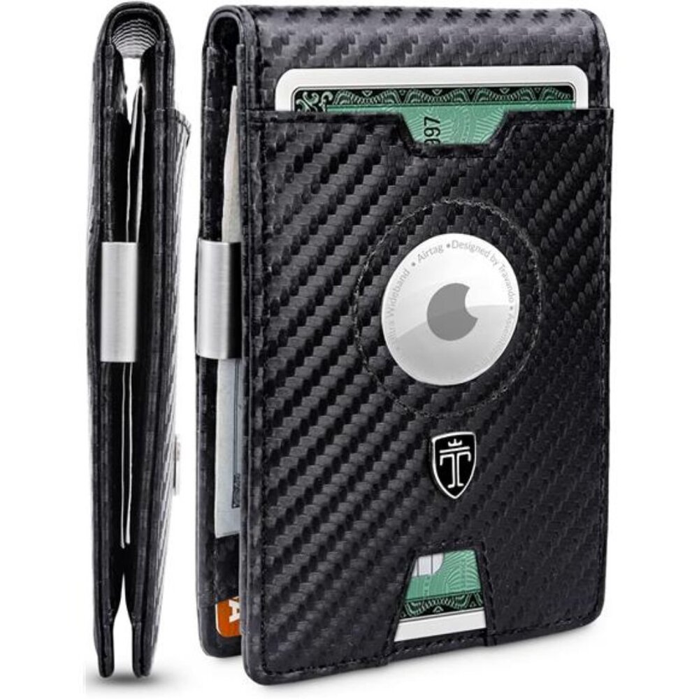 AirTag* Wallet Mens Wallet with Money Clip Air Tag Wallet Card Holder RFID Block